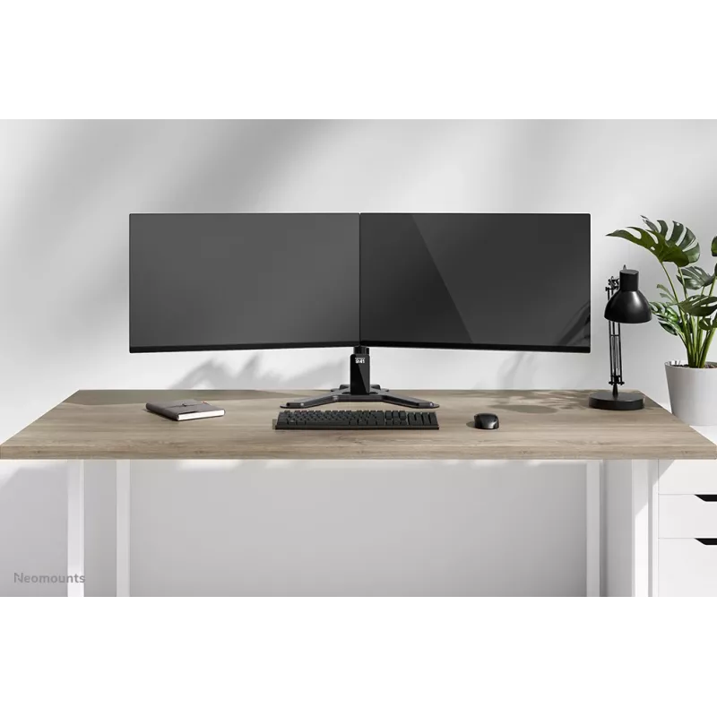 Doppelmonitorständer Neomounts DS45-600BL2 für 10–32 Zoll Bildschirme, unterstützt 2 Displays, max. 6 kg, VESA 75x75–100x100, freistehend, schwarz