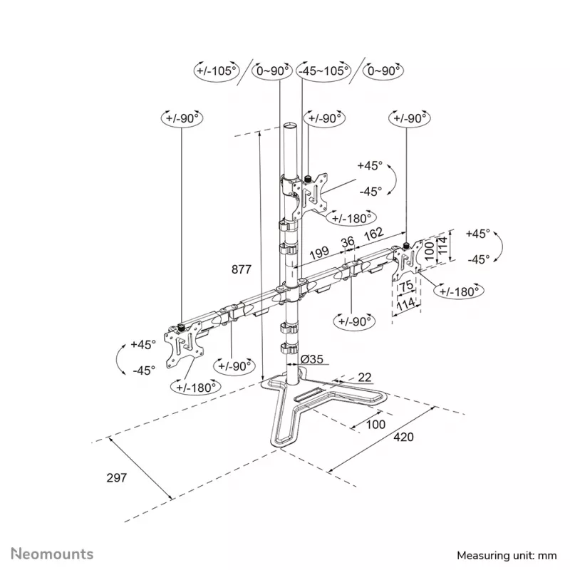 Neomounts DS45-600BL2-1 Triple-Monitorständer 25,4–81,3 cm (10–32 Zoll)