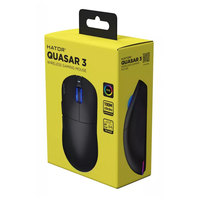 HATOR Quasar 3 Wireless Maus Gaming Beidhändig RF Wireless + Bluetooth + USB Typ-A Optisch 12000 DPI