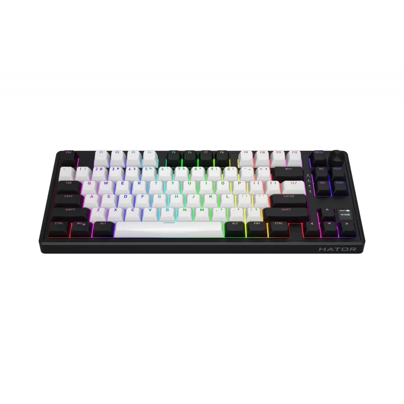 HATOR Skyfall 80 MAG ULTIMA 8K kabellose Tastatur Gaming USB + RF Wireless + Bluetooth QWERTY US English Schwarz, Weiß