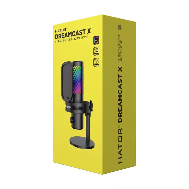 HATOR Dreamcast X, Schwarz, Podcast-Mikrofon, -32 dB, 20 - 16000 Hz, 16 Bit, 96 kHz, 70 dB