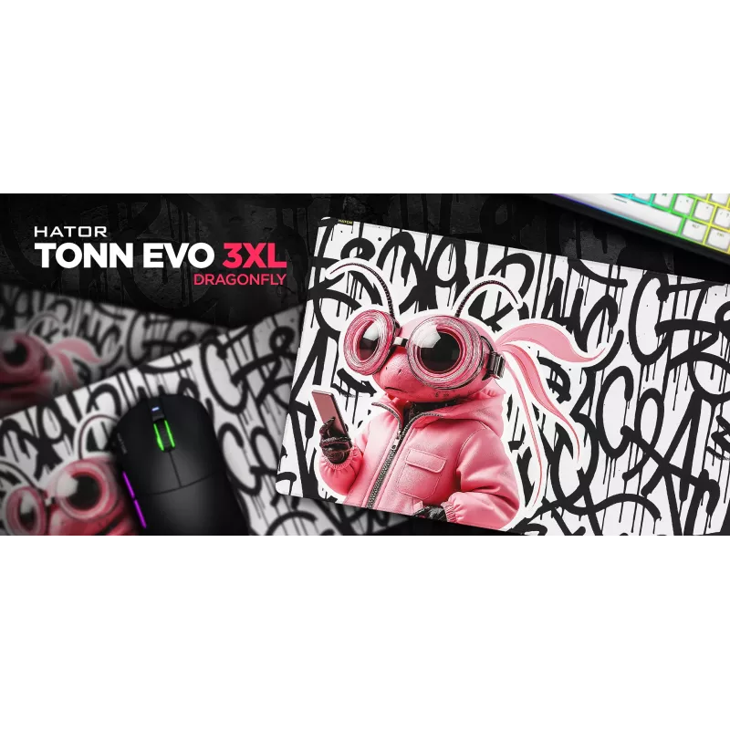 HATOR Tonn EVO 3XL Dragonfly Gaming-Mauspad, Gummi, Mehrfarbig
