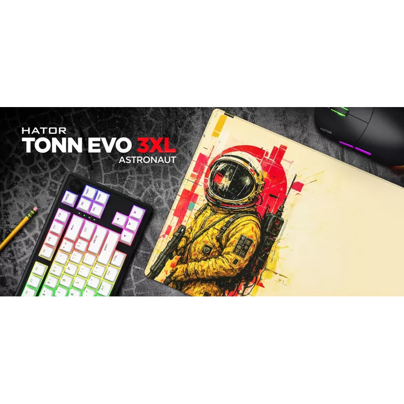 HATOR Tonn EVO 3XL Astronaut Gaming-Mauspad, Gummi, Mehrfarbig