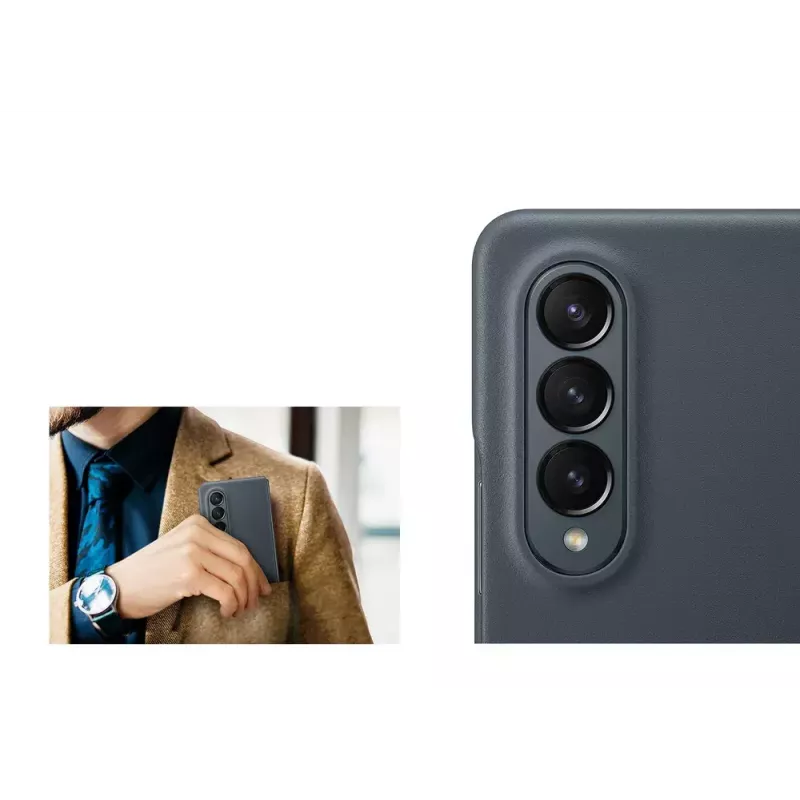 Handyhülle Abdeckung Samsung Galaxy Z Fold4 EF-VF936LBEGWW Leder Schwarz
