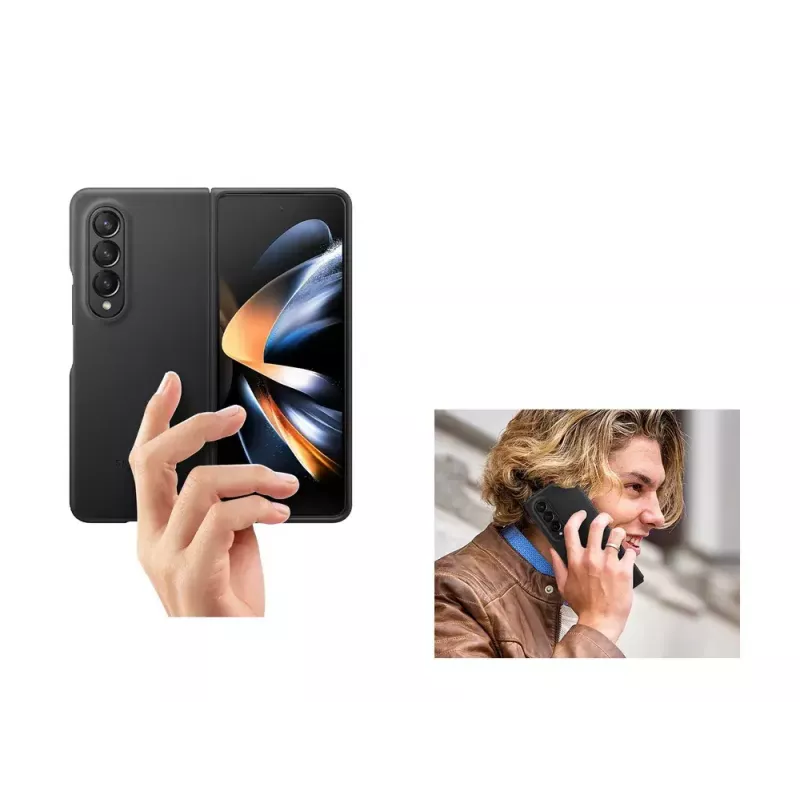 Handyhülle Abdeckung Samsung Galaxy Z Fold4 EF-VF936LBEGWW Leder Schwarz