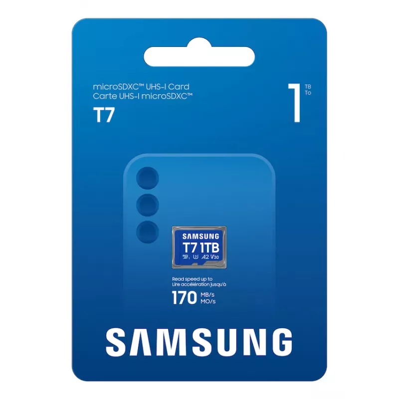 Samsung T7 microSD-Karte, 1 TB, MicroSDXC, UHS-I, 170 MB/s, Klasse 3 (U3), V30