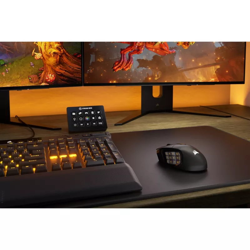 Corsair SCIMITAR ELITE WIRELESS Maus Gaming Rechtshänder RF Wireless + Bluetooth + USB Typ-C Optisch 26000 DPI