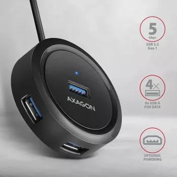AXAGON HUE-P1AL Hub 4-Port USB 3.2 Gen 1 RUND