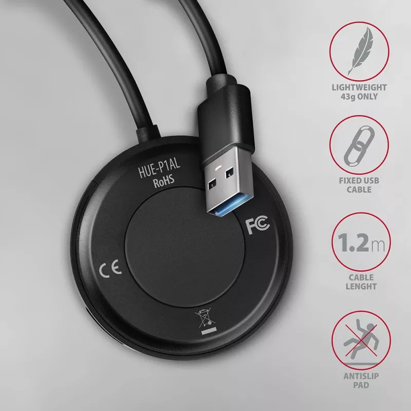 AXAGON HUE-P1AL Hub 4-Port USB 3.2 Gen 1 RUND