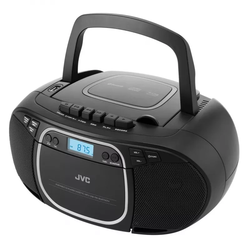 Tragbarer CD-Player JVC RC-E451B Schwarz — CD/MP3, Bluetooth, FM 87,5–108 MHz, USB, AUX, 3,2 W RMS