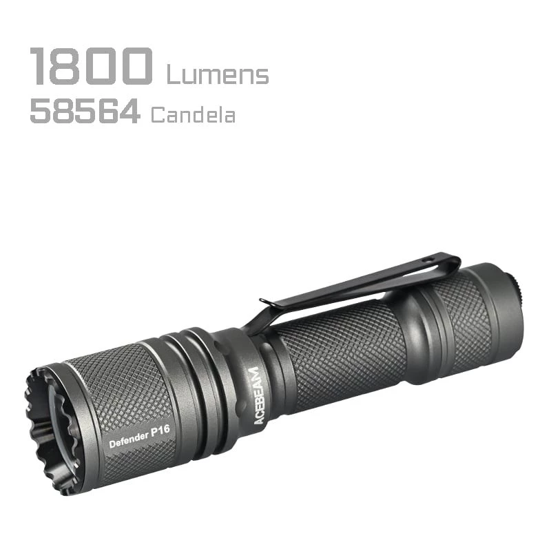 AceBeam P16 Wiederaufladbare LED-Taschenlampe 1000 Lumen Grau