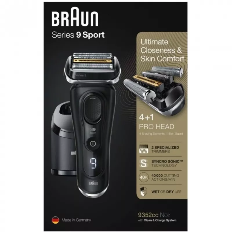 Braun Series 9 9352cc Sport Folienrasierer Trimmer Schwarz Grau