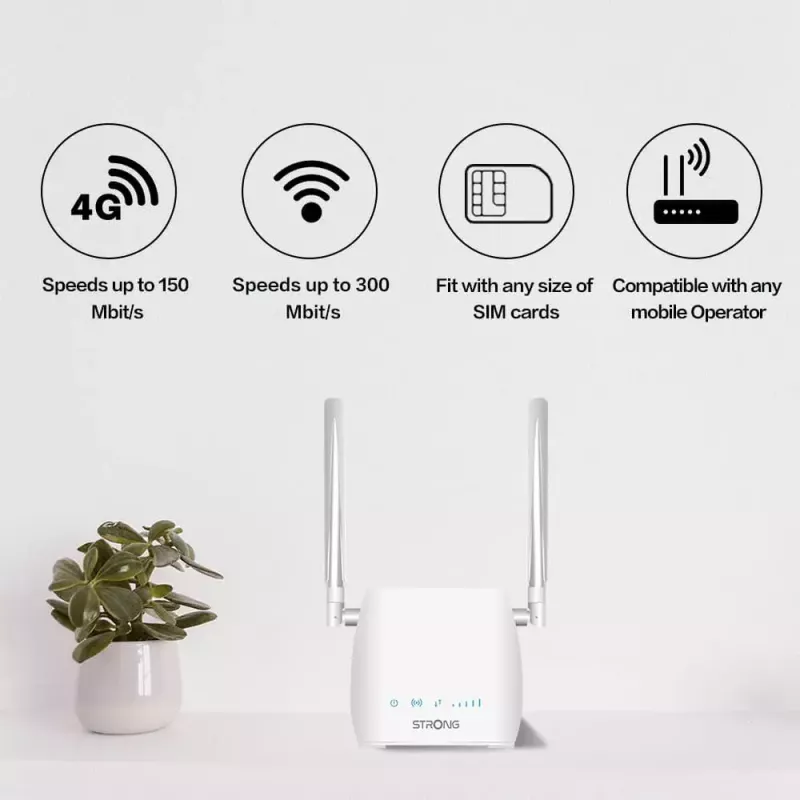 Tragbarer Router STRONG 300M Single-Band 2,4 GHz Wi-Fi 4 (802.11n) Fast Ethernet 4G Weiß