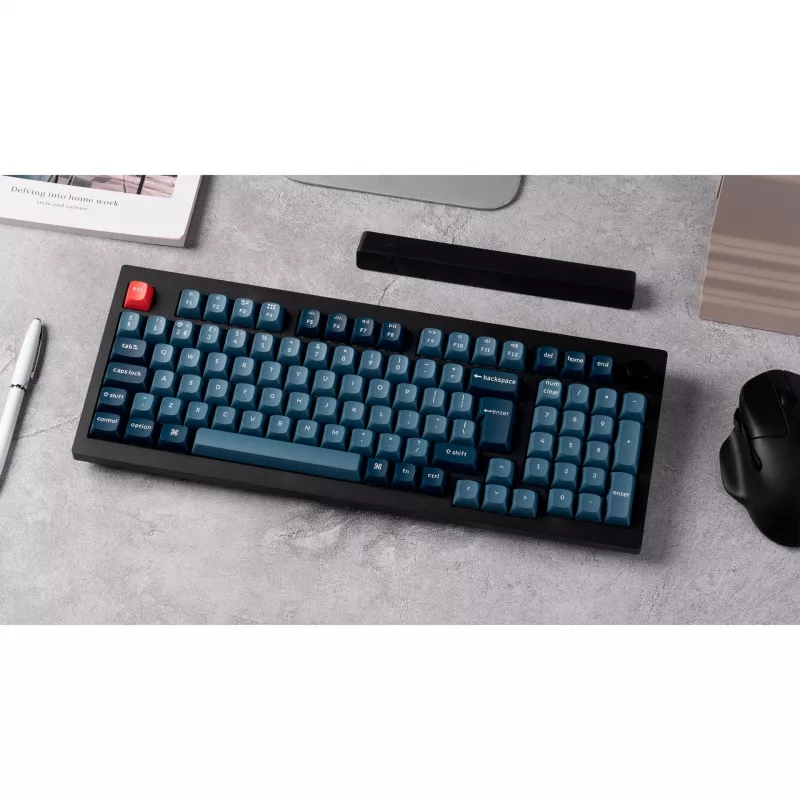 V5 Max, Gaming-Tastatur schwarz/blau-grau, DE-Layout, Gateron Jupiter Banana, Hot-Swap, RGB