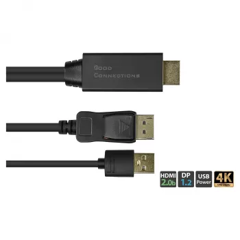 Alcasa HDMI-DP020 Videokabel-Adapter 2 m HDMI Typ A DisplayPort Schwarz