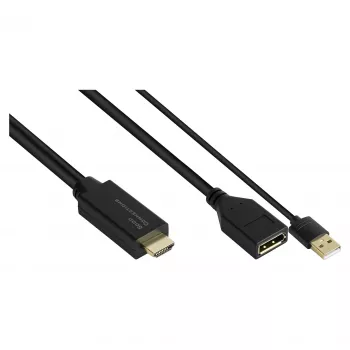 Alcasa HDMI-AD22 Videokabel-Adapter 0,3 m HDMI Typ A DisplayPort Schwarz
