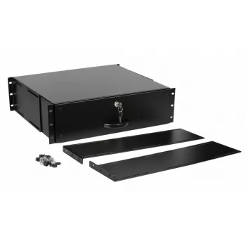 Schubladeneinheit Equip abschließbare Schublade 19 inch 3U RAL9005 Schwarz