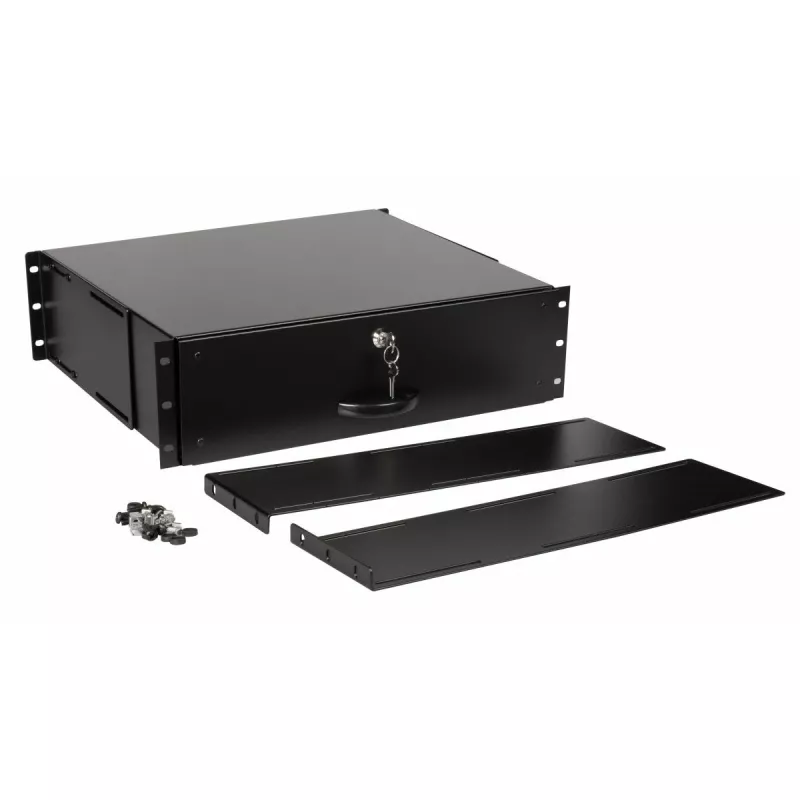 Schubladeneinheit Equip abschließbare Schublade 19 inch 3U RAL9005 Schwarz