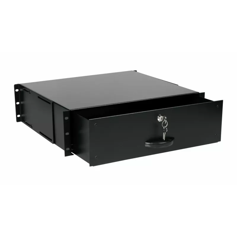 Schubladeneinheit Equip abschließbare Schublade 19 inch 3U RAL9005 Schwarz