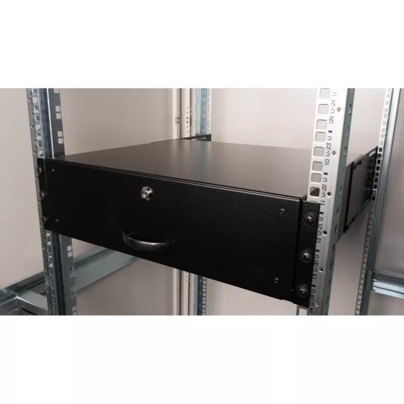 Schubladeneinheit Equip abschließbare Schublade 19 inch 3U RAL9005 Schwarz