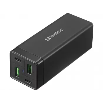 SANDBERG Netzteil - 65 Watt - 3,25 A - PD, QC - 4 Ausgangsports (2 x USB, 2 x USB-C)