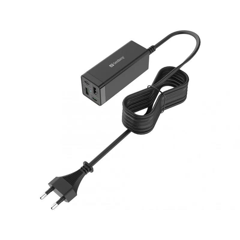 SANDBERG Netzteil - 65 Watt - 3,25 A - PD, QC - 4 Ausgangsports (2 x USB, 2 x USB-C)