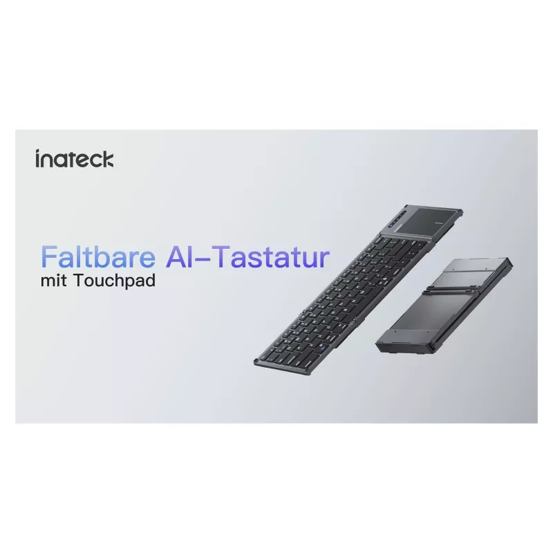 Inateck KB06101_STEEL GRAY Tastatur Home RF Wireless + Bluetooth QWERTZ English Schwarz