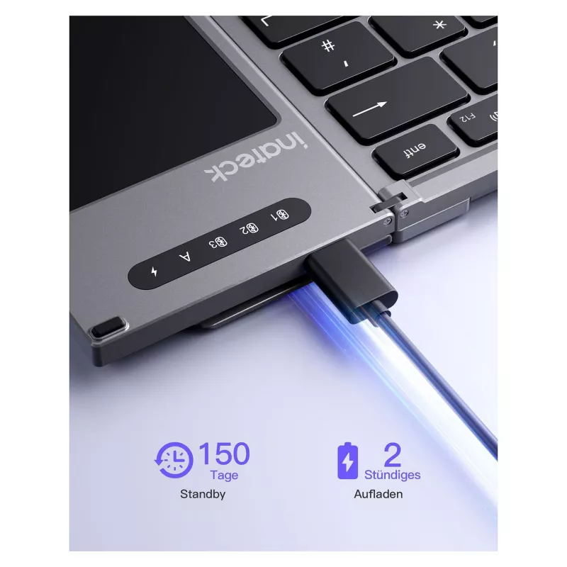 Inateck KB06101_STEEL GRAY Tastatur Home RF Wireless + Bluetooth QWERTZ English Schwarz