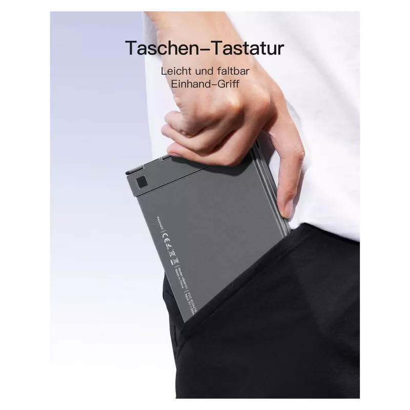 Inateck KB06101_STEEL GRAY Tastatur Home RF Wireless + Bluetooth QWERTZ English Schwarz