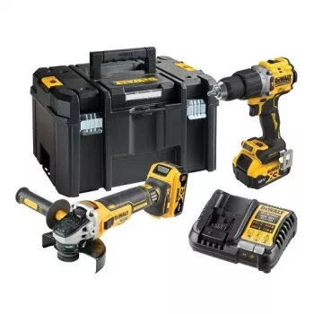 DeWalt DCK2026P2T-QW Kombi-Set DCD805 + DCG405, 18 V XR 2×5,0 Ah schwarz, gelb