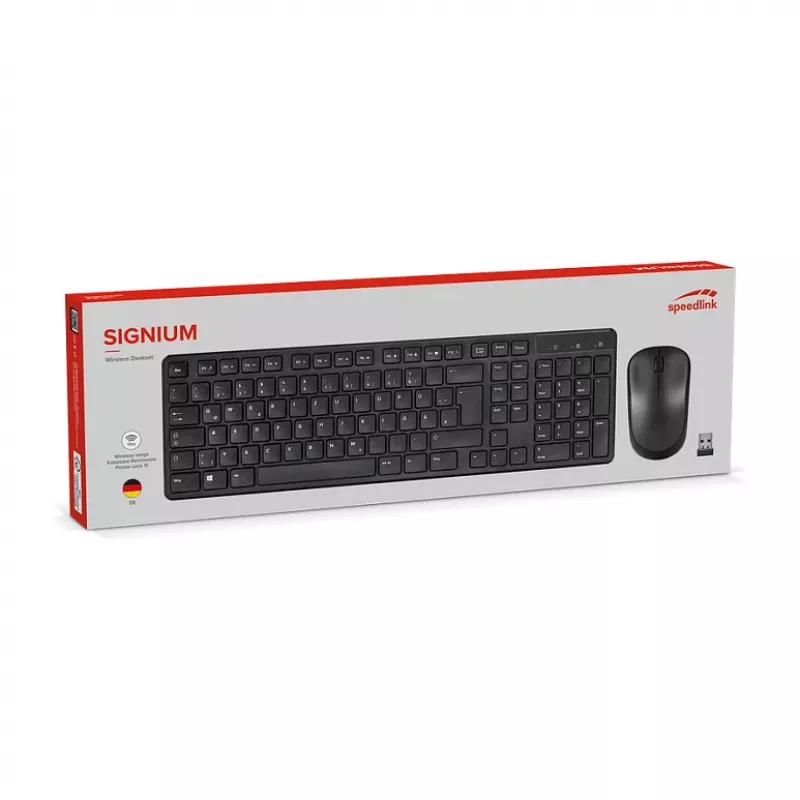 Kabelloses Deskset Speedlink SIGNIUM SL-640303-BK Schwarz — DE-Layout, schnurlose Tastatur und Maus