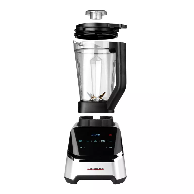 Tischmixer GASTROBACK Mix & Soup (2000 W, 2 L, Tritan-Behälter, Titanmesser, Touch-Bedienung, Schwarz/Edelstahl)