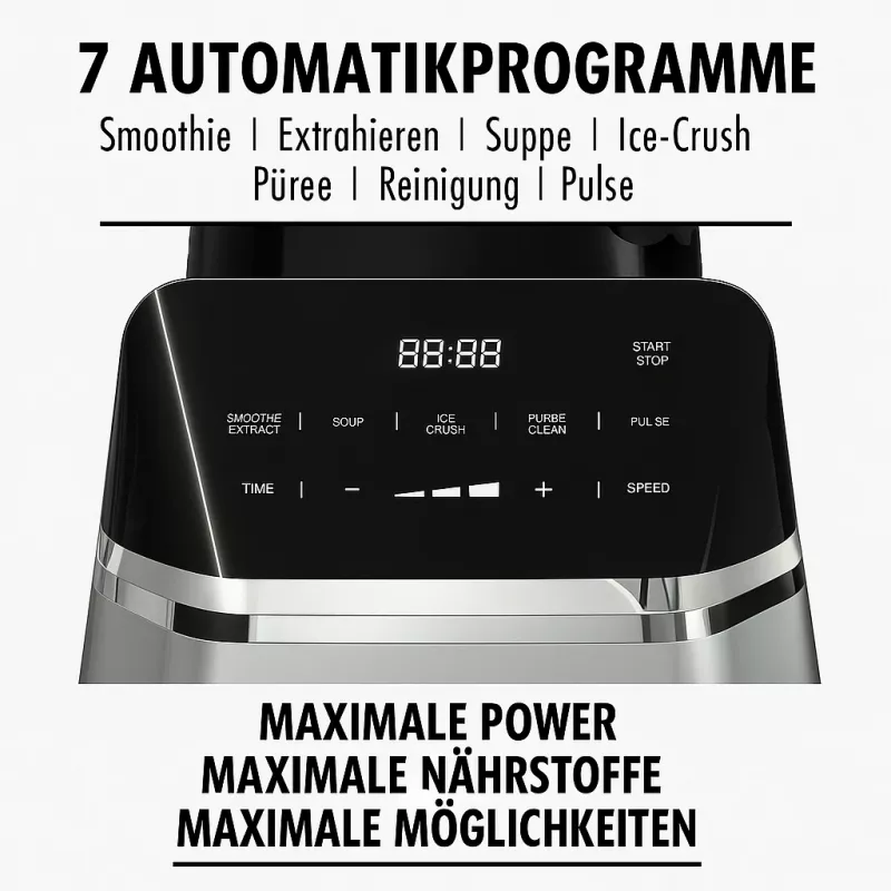 Tischmixer GASTROBACK Mix & Soup (2000 W, 2 L, Tritan-Behälter, Titanmesser, Touch-Bedienung, Schwarz/Edelstahl)
