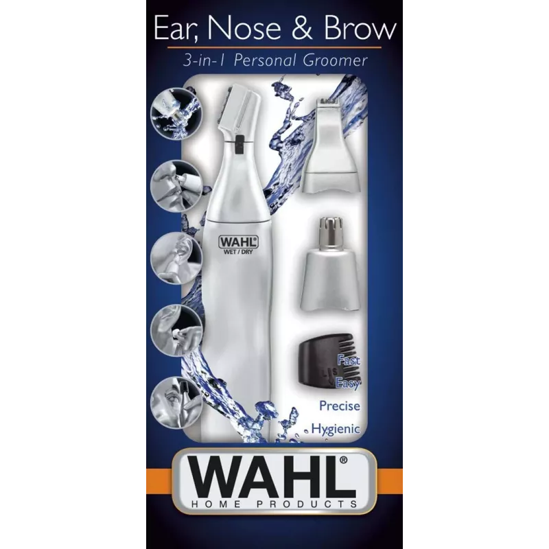 Wahl Ohr-, Nasen- & Augenbrauen-3-in-1-Präzisionstrimmer, Silber