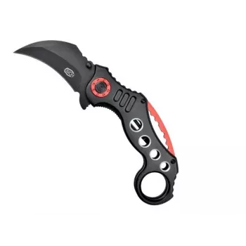 Taschen-Karambitmesser SCK K29 – Feststehende Klinge, schwarz-roter Griff