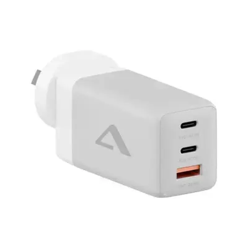 ALOGIC WCM3X67G Innenraum-Netzladegerät für Smartphones und Tablets, 110–240 V, 2× USB‑C, grau/weiß