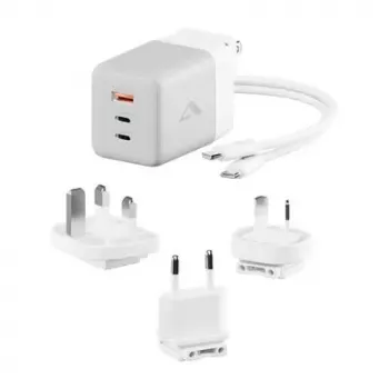 ALOGIC mobiles Ladegerät WCM3X100G — AC-Ladegerät für den Innenbereich für Smartphone und Tablet, 2x USB-C, 100–240V, Weiß