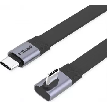 ROLINE USB4-2.0 Kabel 80 Gbit/s flach ST/ST gerade-90° abgewinkelt - Kabel - Digital/Daten