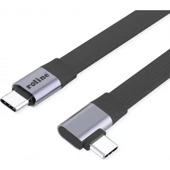 ROLINE USB4-2.0 Kabel (80 Gbit/s), Flach ST/ST, gerade-90° abgewinkelt, 0,13 m (11.02.9099)