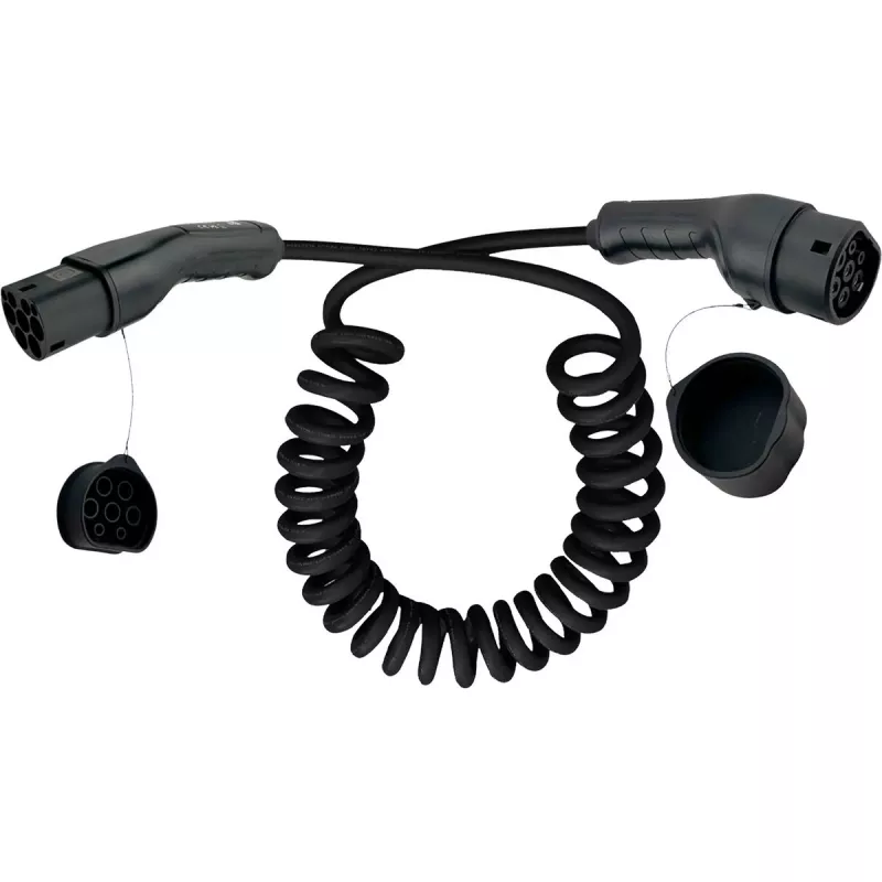 InLine 16273S Ladekabel für Elektrofahrzeuge, Typ 2, 11 kW, 3-phasig, 3 m Spiralkabel