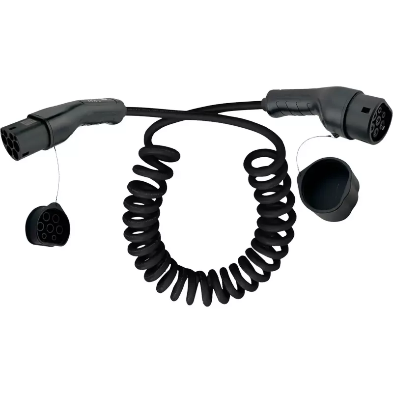 InLine 16283S Ladekabel für Elektrofahrzeuge, Typ 2, 22 kW, 3-phasig, 3m Spiralkabel