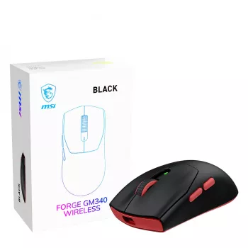 MSI Forge GM340 Wireless Gaming-Maus, beidhändig, optisch, 12000 DPI, Schwarz