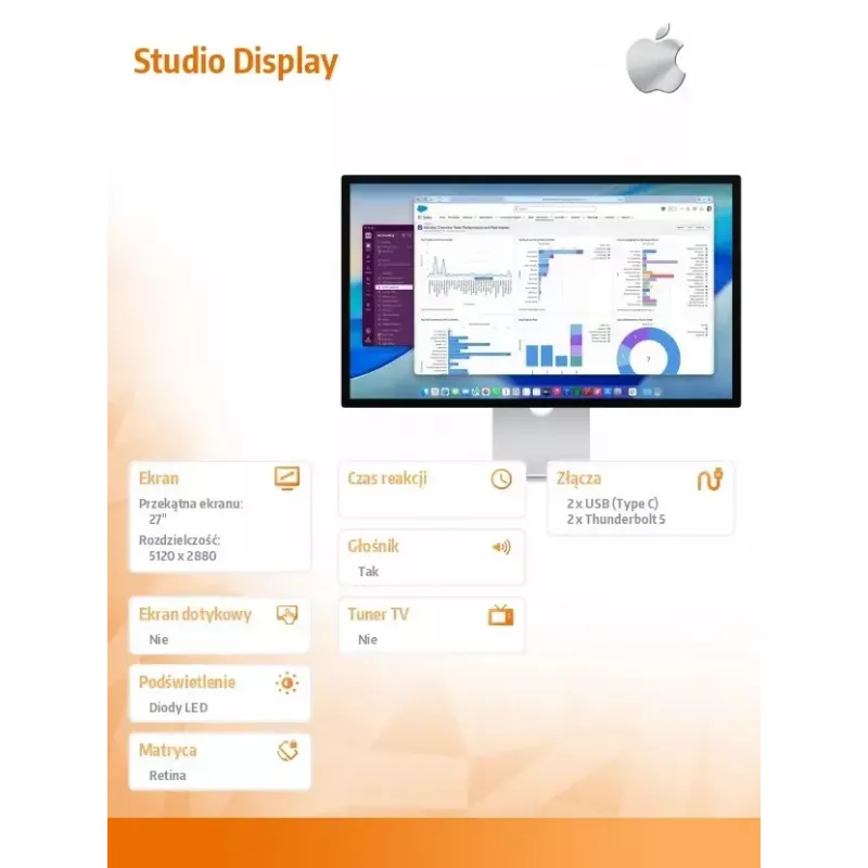 Monitor Apple Studio Display mit Nano-texture-Glas und neigungsverstellbarem Standfuß (MFF14RC/A)