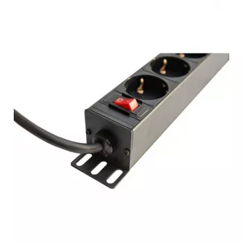Good Connections Steckdosenleiste 10 - 1HE - Schutzkontakt-Stecker an 4x Schutzkontakt-Buchse - mit Schalter - Kinderschutz - Aluminiumprofil - schwar