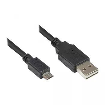 Verbindungskabel USB 2.0 EASY Stecker A auf Stecker Micro B, schwarz, 0,5 m, Good Connections® (2510-EUM005)