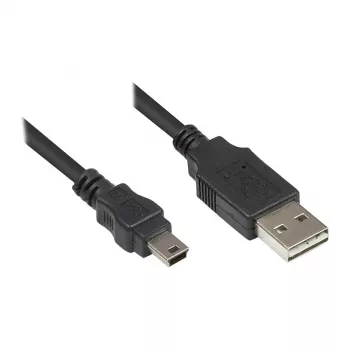 Good Connections Verbindungskabel USB 2.0 EASY Plug A auf Mini-B-Stecker - schwarz - 0,5 m