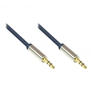 Audio Anschlusskabel High-Quality 3,5mm, 2x Klinkenstecker, Vollmetallgehäuse, dunkelblau, 2m, Good Connections (GC-M0041)