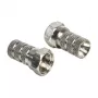 Steckverbinder F DELOCK 65615, F-Typ-Kabelstecker aus Metall für Koaxialkabel Ø 5,0–5,2 mm, silber, 1 Stück