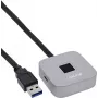 USB-Fingerabdruckscanner mit Hub InLine 41360K, Windows Hello kompatibel, 1,5 m Kabel, silber