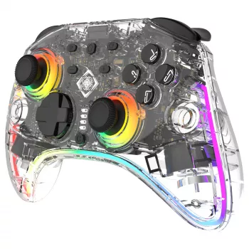 Gamepad Deltaco Gaming GAM-198-T Transparent Bluetooth/USB USB-C für Nintendo Switch, Switch 2, Switch OLED, Android, PC